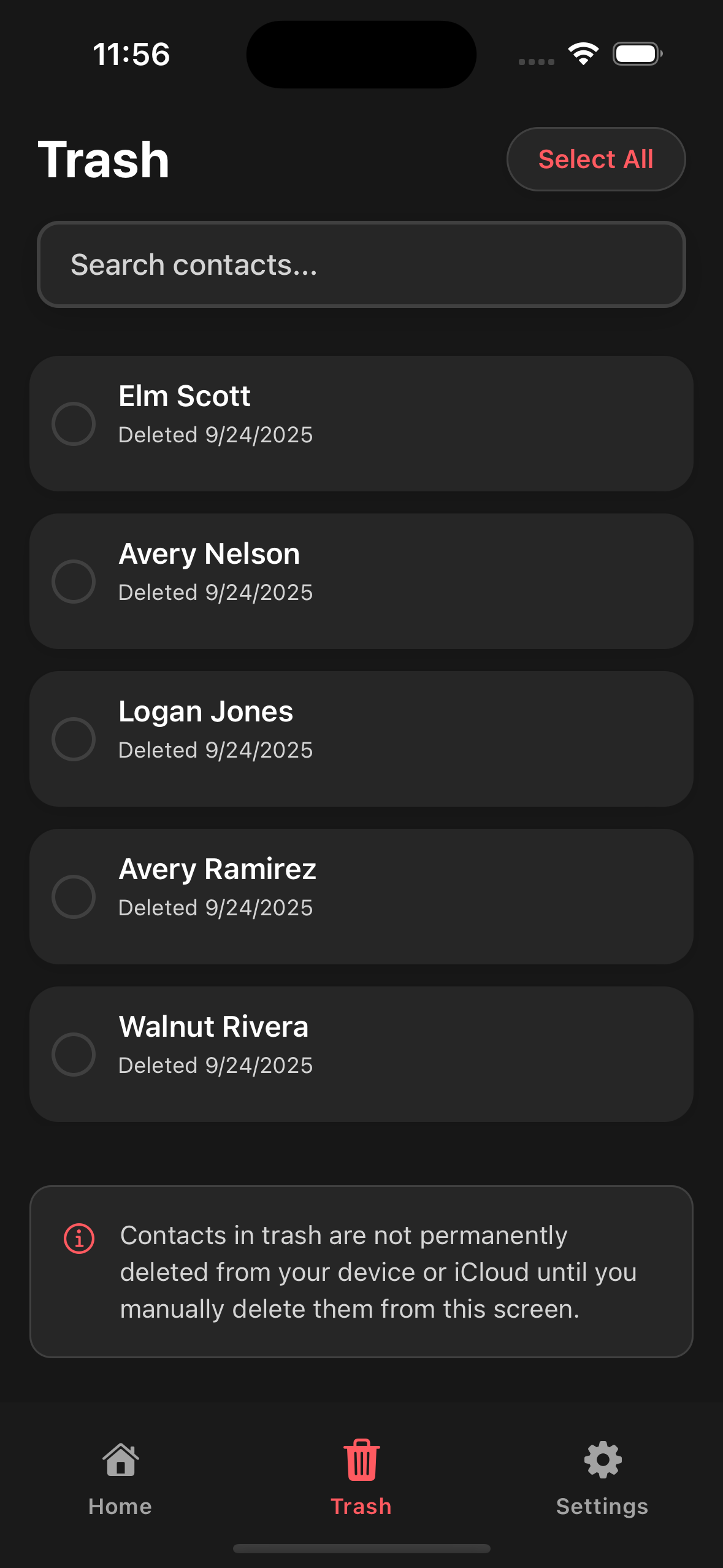 Bulk contact removal on iPhone
